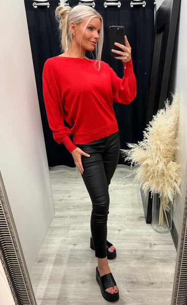 Mopaz lurex pullover - racing red