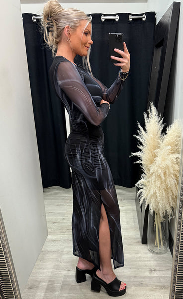 Tamara dress - black swirl