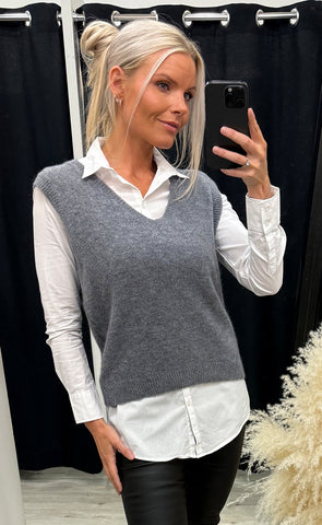 N-leatrice knit vest - grey melange