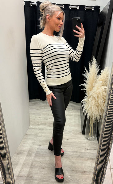 Sara striped pullover - antique white striped