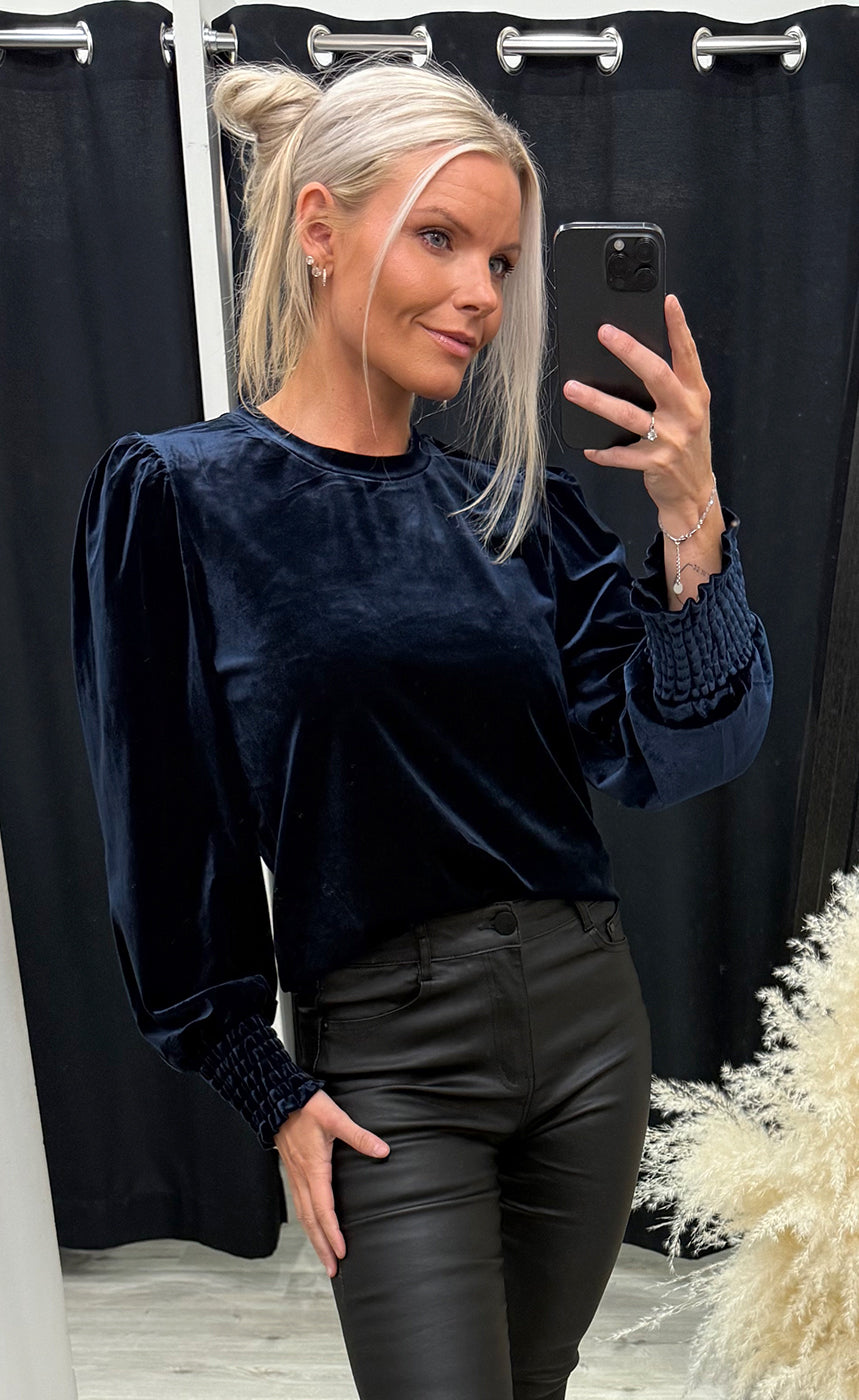 Barbara o-neck blouse - dark sapphire