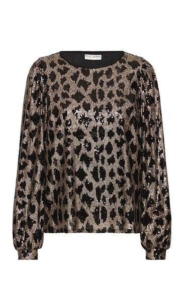 Morgan blouse - black champagne animal