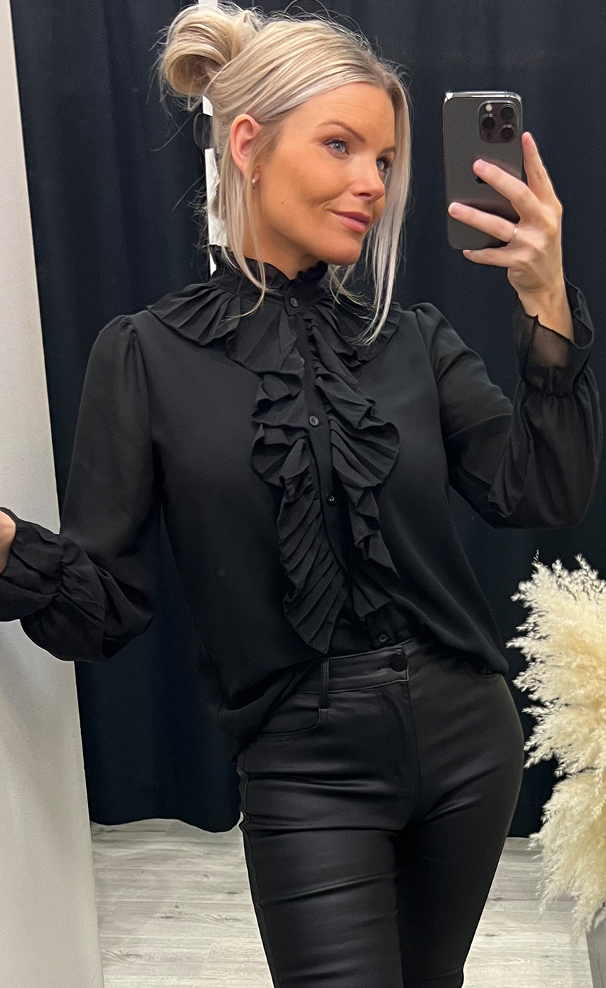 Ruffle blouse - black