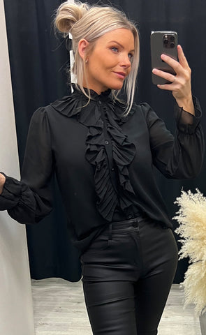 Ruffle blouse - black