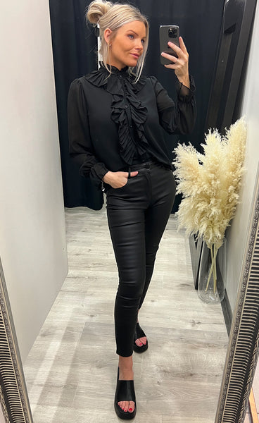 Ruffle blouse - black