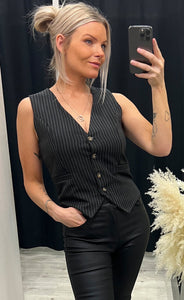 Diego waistcoat - black pinstripe