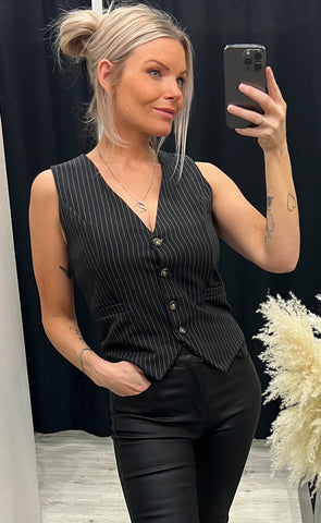 Diego waistcoat - black pinstripe