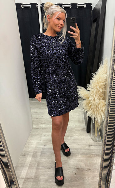 Paillet bow dress 2 - evening blue sequin mix