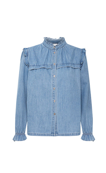 Malia flounce shirt - light blue denim