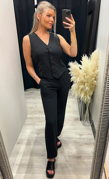 Lis pants - black pinstripe