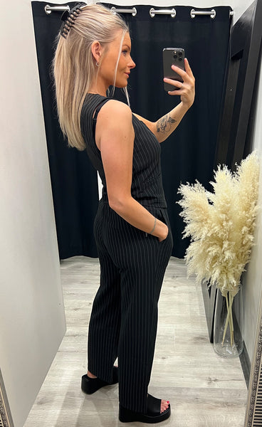 Lis pants - black pinstripe