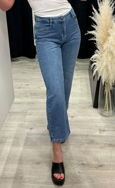 Jada HW cropped jeans - medium blue denim