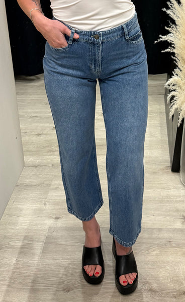 Jada HW cropped jeans - medium blue denim