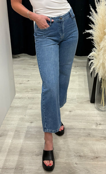 Jada HW cropped jeans - medium blue denim