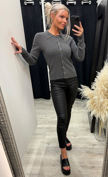Livanna knit cardigan - medium grey melange