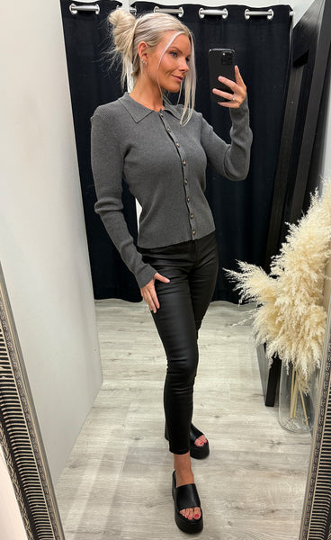 Livanna knit cardigan - medium grey melange