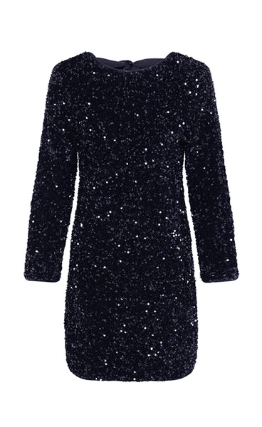 Paillet bow dress 2 - evening blue sequin mix