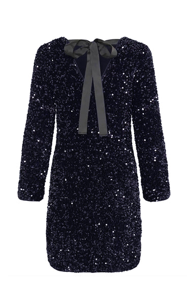 Paillet bow dress 2 - evening blue sequin mix