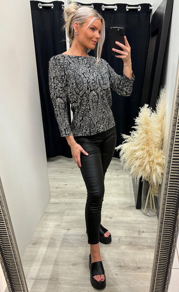 Senna tee 2 - big paisley black