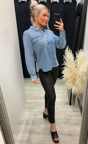 Sylvie blouse - medium blue denim