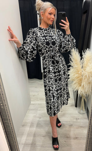 Gocina dress - black flower