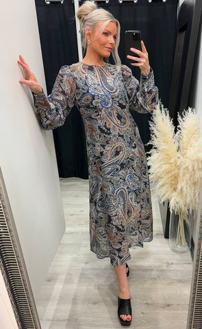 Jayla dress - dark sapphire paisley