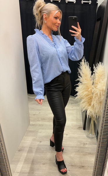Popla shirt 1 - azure blue melange