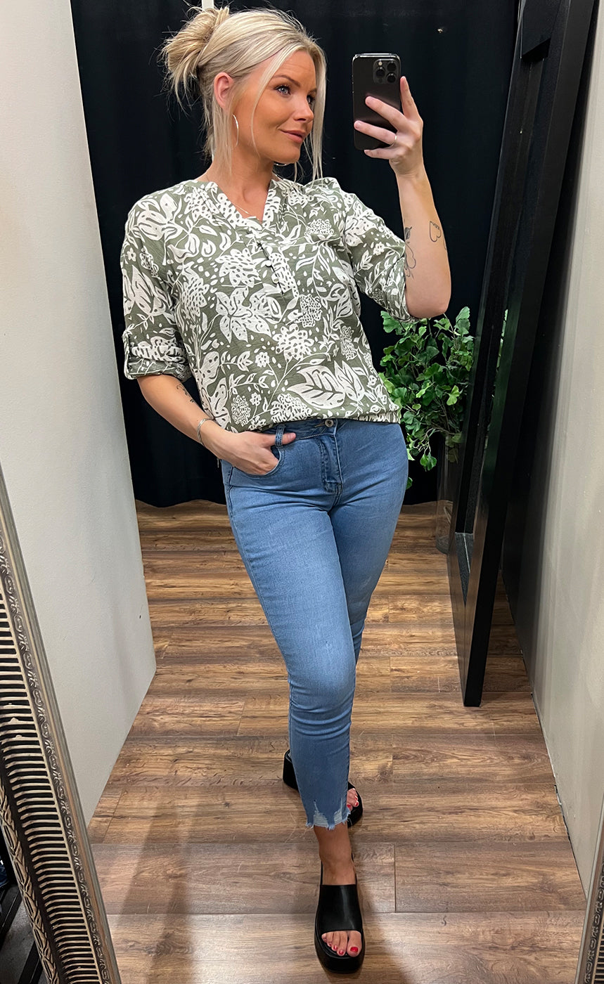 Bubble blouse 1 - olive mix