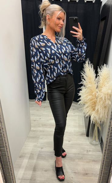 Flowy blouse 3 - navy mix