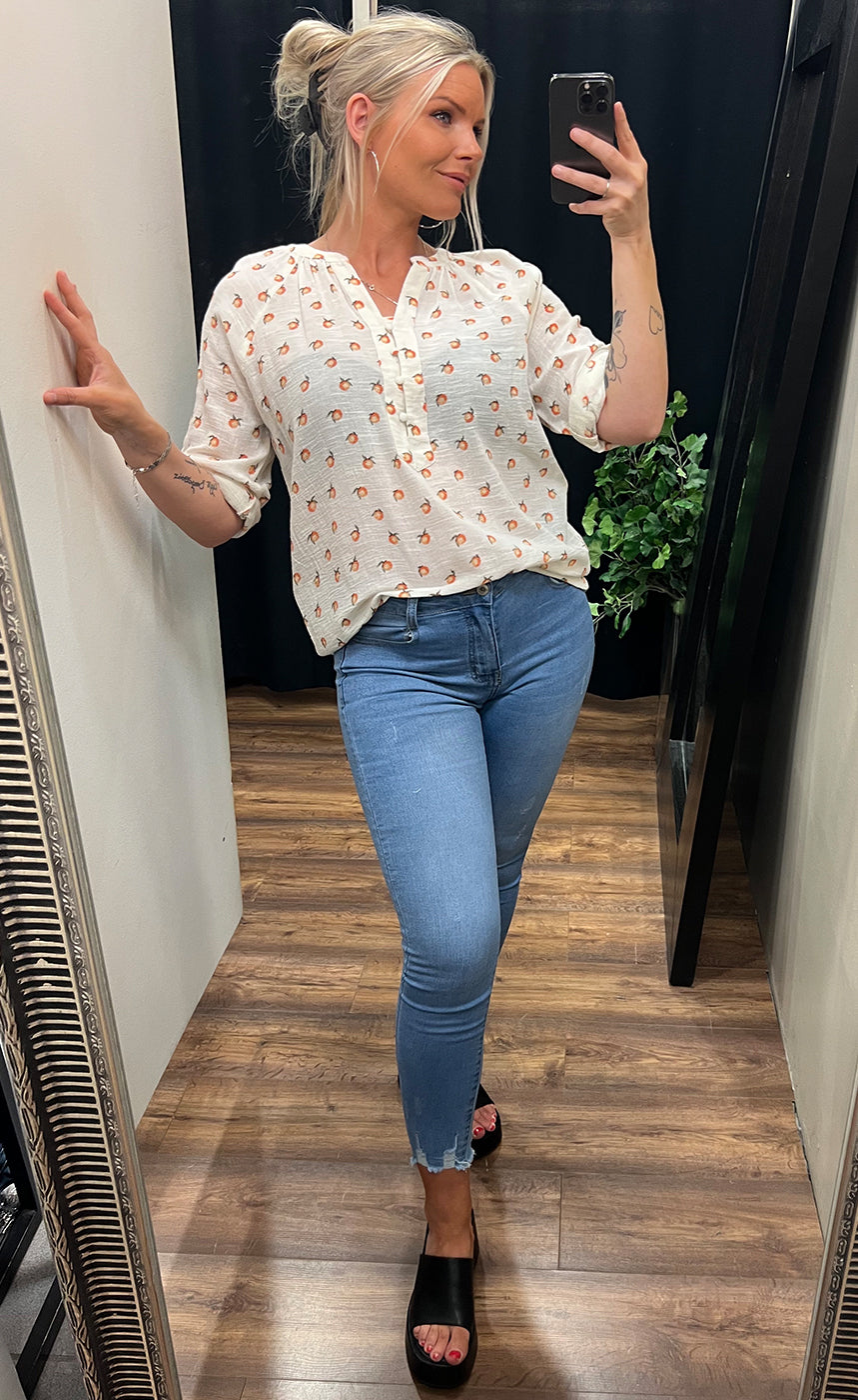 Bubble blouse 1 - orange mix