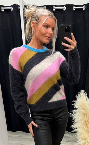 Nusuri stripe pullover - obsidian