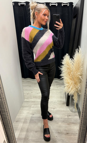 Nusuri stripe pullover - obsidian