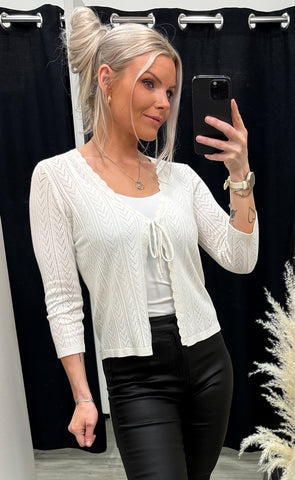 Flora cardigan 1 - whisper white
