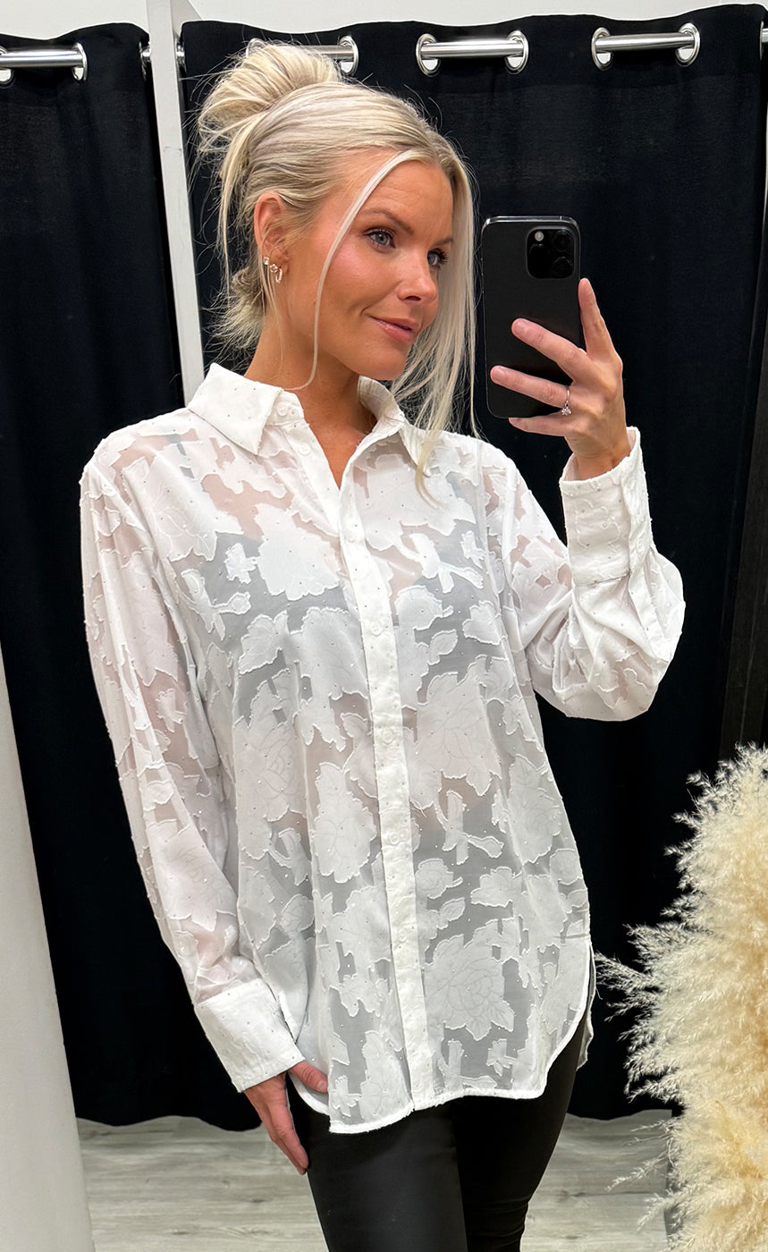 Rhinestone shirt 1 - blanc de blanc