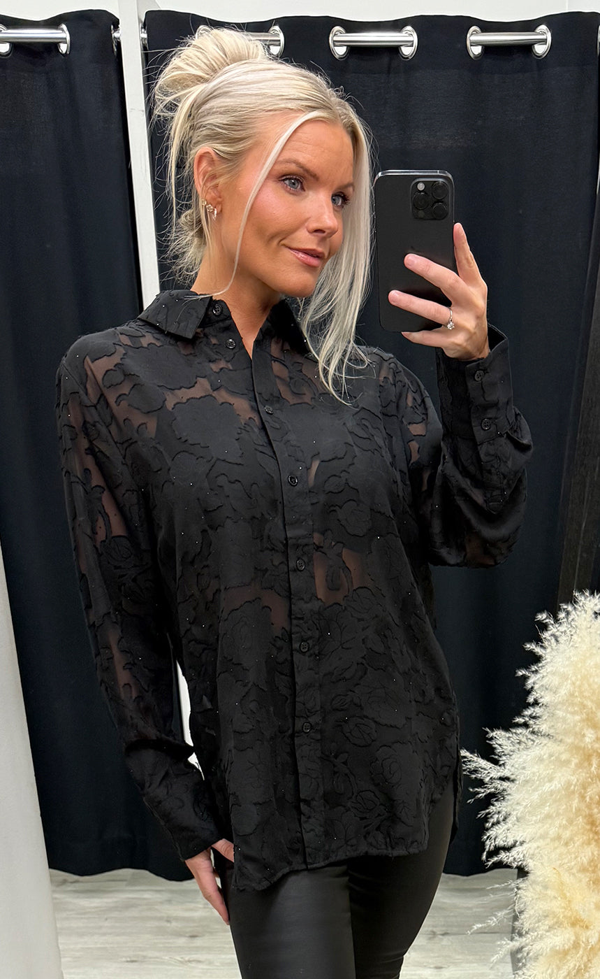 Rhinestone shirt 1 - black
