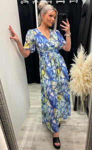 Lilian dress - coral blue mix