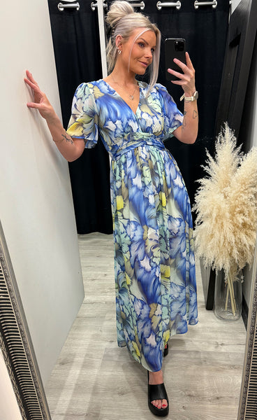 Lilian dress - coral blue mix