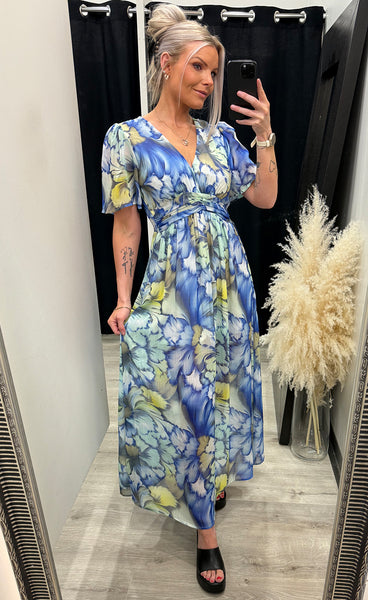 Lilian dress - coral blue mix