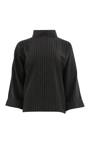 Karen blouse - black pinstripe
