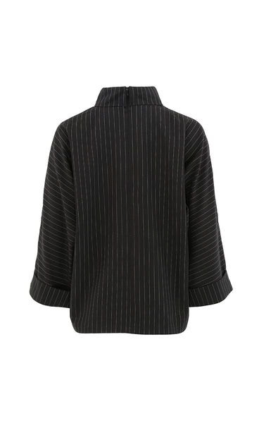 Karen blouse - black pinstripe