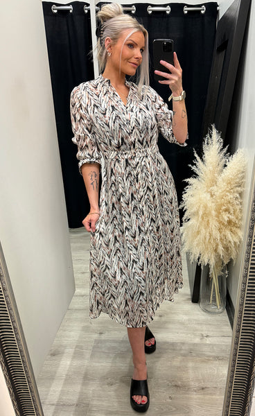 Filine midi dress - black print