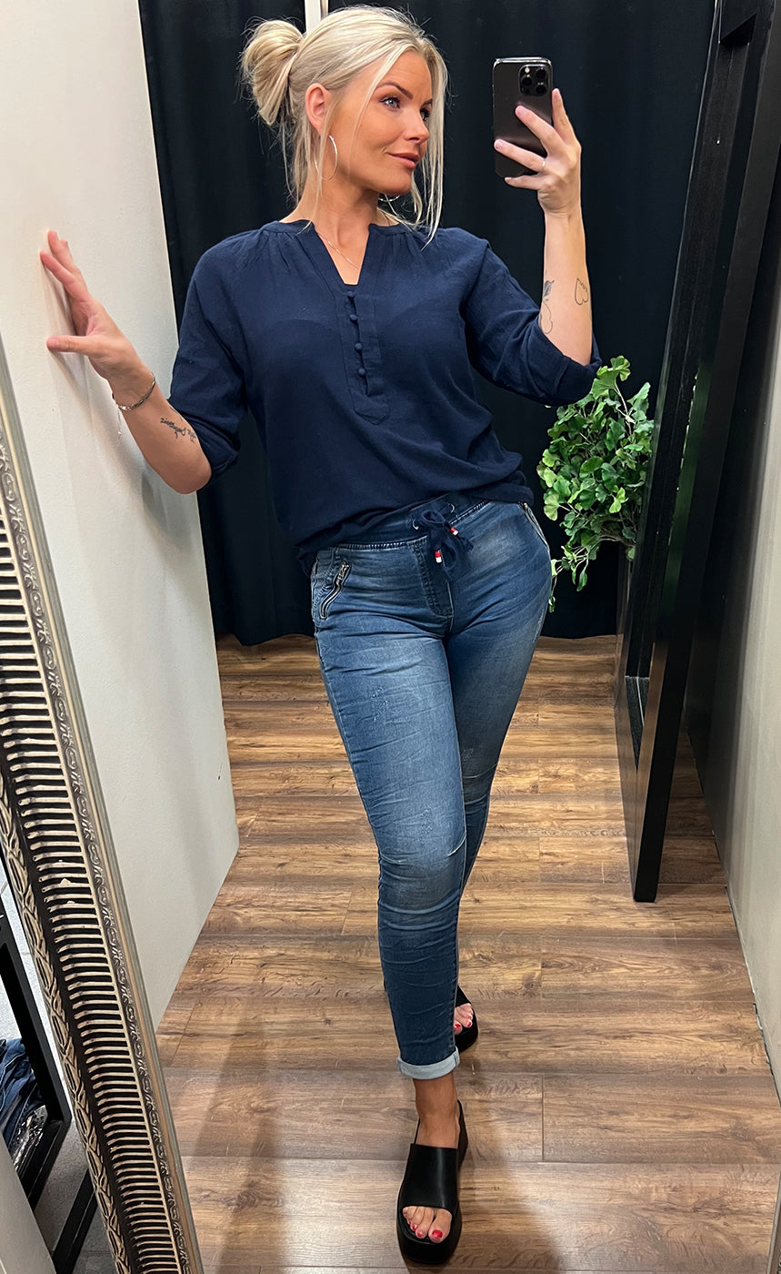 Bubble blouse - navy