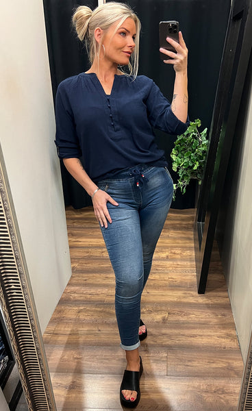 Bubble blouse - navy