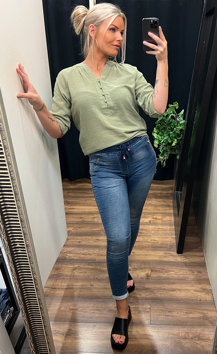 Bubble blouse - olive green