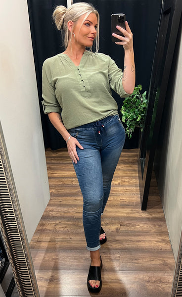 Bubble blouse - olive green