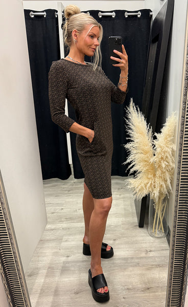 FRANSA Lelani dress 1 - cocoa jacquard