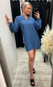Gaja short dress - medium blue denim