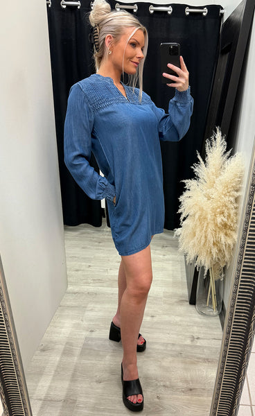 Gaja short dress - medium blue denim