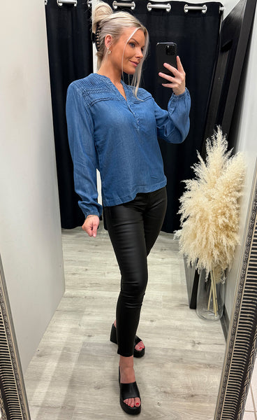 Gaja LS blouse - medium blue denim