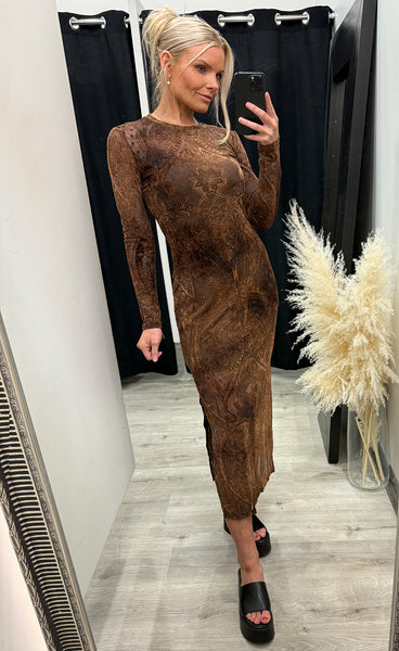 Beata dress 10771 - coffee